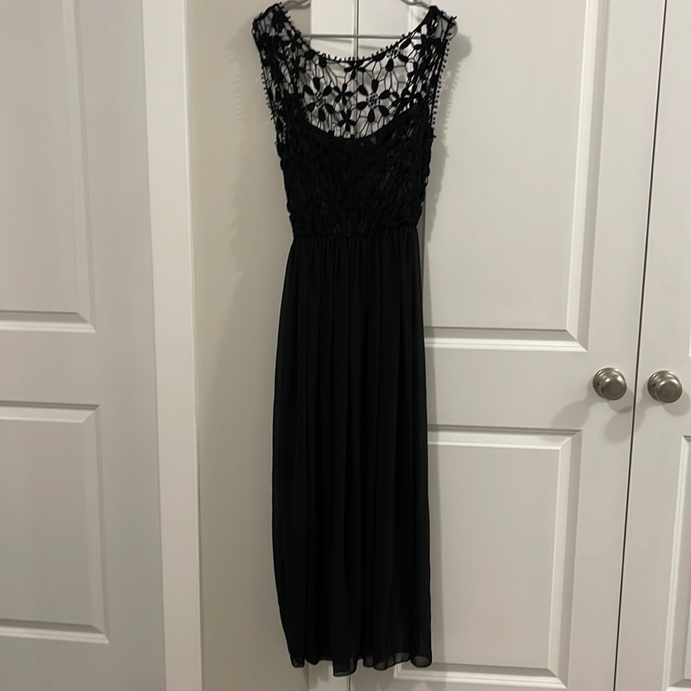 Black Sheer Floral Top Gown